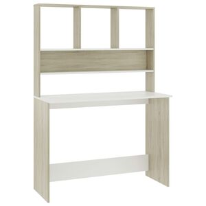 vidaXL St&ocirc;l s policami, biela a sonoma 110x45x157 cm, kompozitn&eacute; drevo