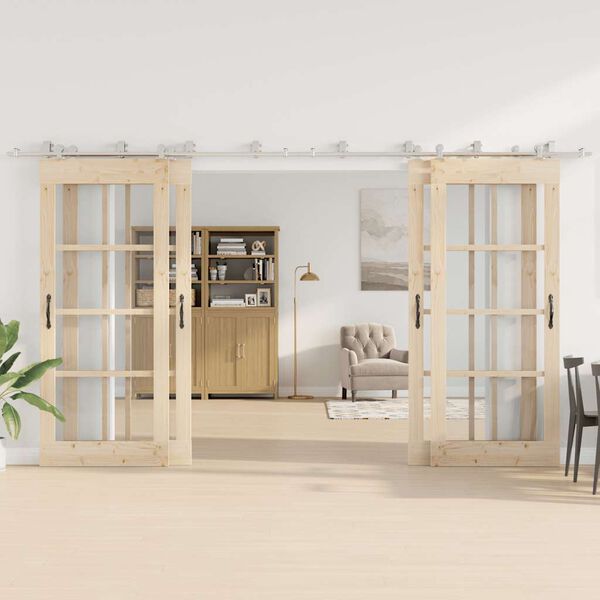 vidaXL Kovanie na posuvné dvere 400 cm, nehrdzavejúca oceľ, strieborné