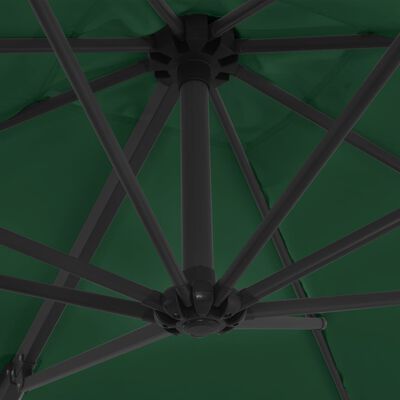 vidaXL Závesný slnečník s oceľovou tyčou zelený 250x250 cm