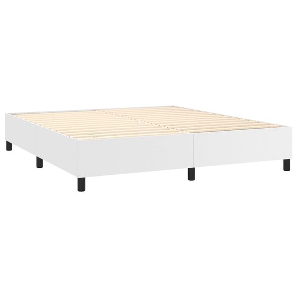 vidaXL Boxspring posteľ s matracom biela 180x200 cm umelá koža