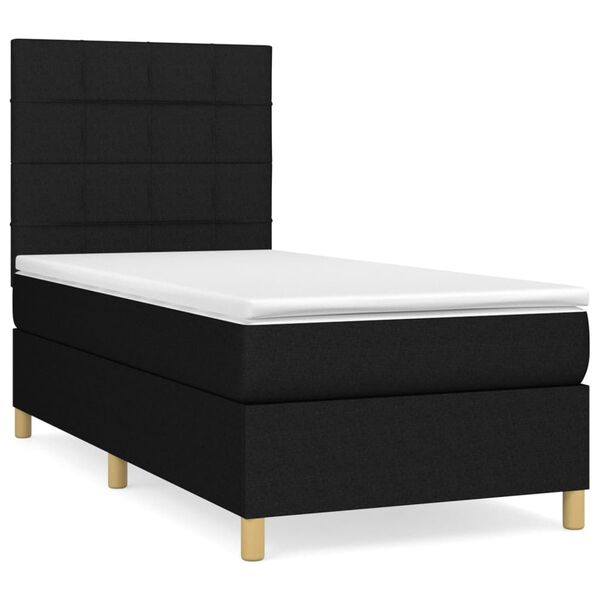 vidaXL Posteľn&yacute; r&aacute;m boxspring s matracom čierny 90x190 cm l&aacute;tka