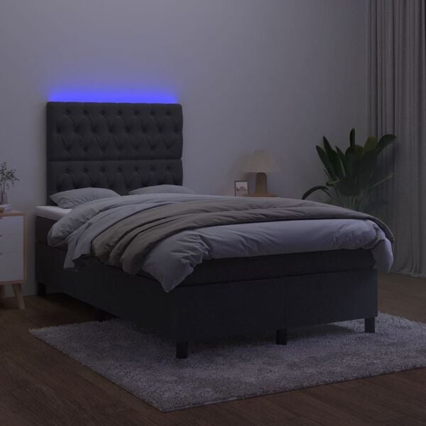 vidaXL Boxspring posteľ s matracom a LED, čierna 120x190 cm, zamat