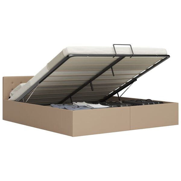 vidaXL Hydraulick&yacute; posteľn&yacute; r&aacute;m+&uacute;ložn&yacute; priestor, umel&aacute; koža 180x200 cm