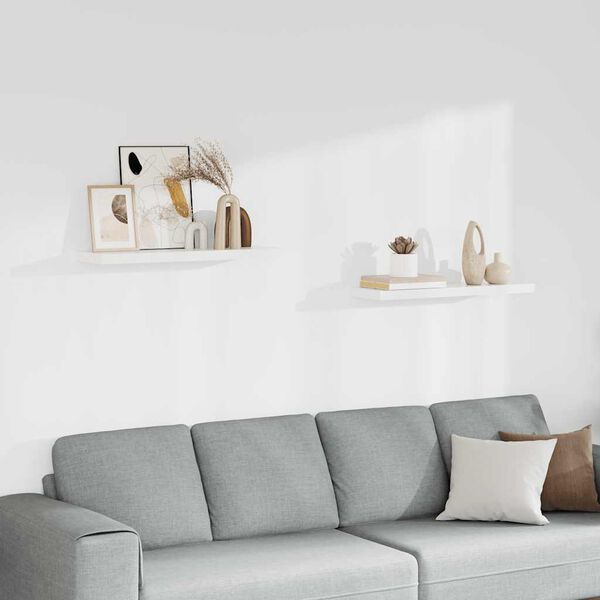 vidaXL Pl&aacute;vaj&uacute;ce n&aacute;stenn&eacute; police 2 ks, biele 80x23,5x3,8 cm, MDF