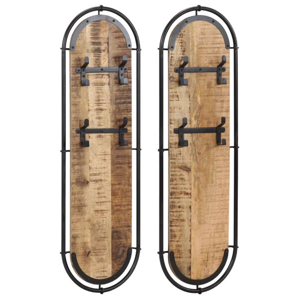 vidaXL N&aacute;stenn&eacute; ve&scaron;iaky na kab&aacute;ty s 4 h&aacute;čikmi 2ks surov&yacute; mangov&yacute; mas&iacute;v