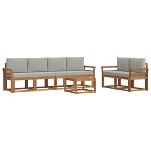 vidaXL Z&aacute;hradn&aacute; s&uacute;prava gaučov s vank&uacute;&scaron;om 7 pcs Pr&iacute;rodn&aacute; a svetlosiv&aacute;