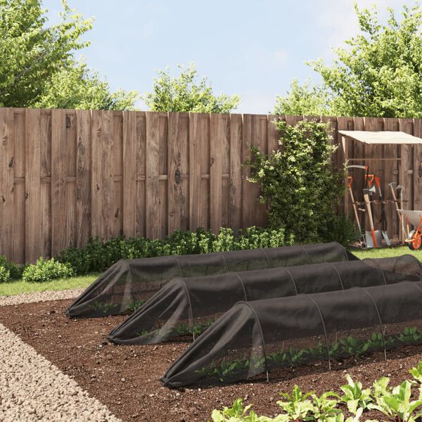 vidaXL Sieťovinov&eacute; tunely 3 ks čierne oceľ a polyetyl&eacute;n