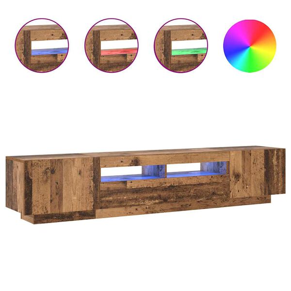 TV skrinka vidaXL s LED osvetlením Staré drevo 200x35x40 cm