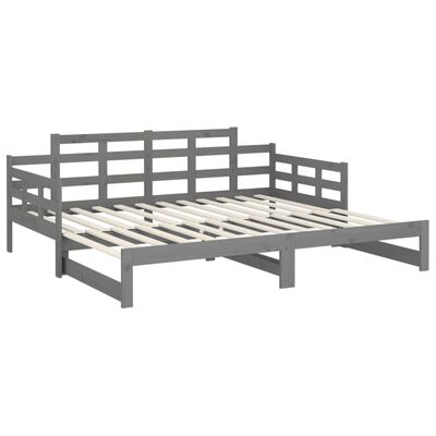 vidaXL Rozkladacia denná posteľ sivá borovicový masív 2x(80x200) cm