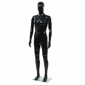 vidaXL P&aacute;nska figur&iacute;na, sklenen&yacute; podstavec, leskl&aacute; čierna 185 cm