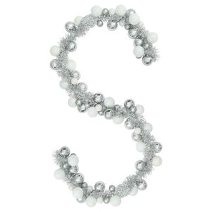 vidaXL Vianočný guľový girland Biela a strieborná 186 cm Polystyrén