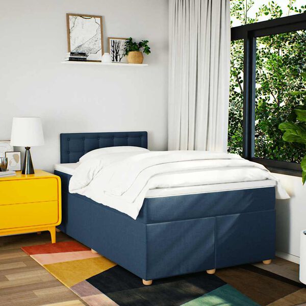 vidaXL Boxspring posteľ s matracom modr&aacute; 120x190 cm l&aacute;tka