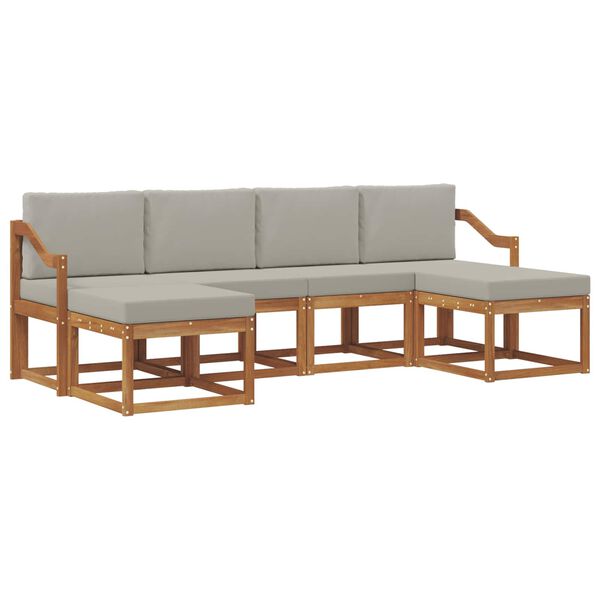 vidaXL Z&aacute;hradn&aacute; s&uacute;prava gaučov s vank&uacute;&scaron;om 6 pcs Pr&iacute;rodn&aacute; a svetlosiv&aacute;