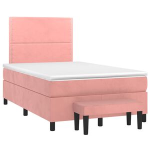 vidaXL Boxspring posteľ s matracom, ružov&aacute; 120x190 cm, zamat