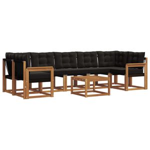 vidaXL Z&aacute;hradn&aacute; s&uacute;prava gaučov s vank&uacute;&scaron;om 8 pcs Pr&iacute;rodn&aacute; a čierna