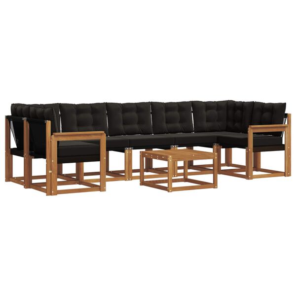 vidaXL Z&aacute;hradn&aacute; s&uacute;prava gaučov s vank&uacute;&scaron;om 8 pcs Pr&iacute;rodn&aacute; a čierna