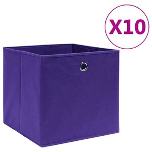 vidaXL &Uacute;ložn&eacute; boxy 10 ks, netkan&aacute; text&iacute;lia 28x28x28 cm, fialov&eacute;