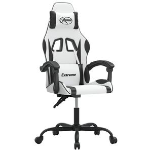 vidaXL Otočn&aacute; hern&aacute; stolička biela a čierna umel&aacute; koža