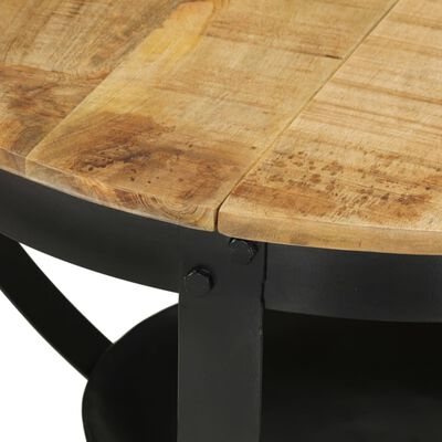 vidaXL Konferenčný stolík Ø68x43 cm mangovníkový masív a železo