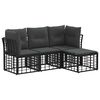 vidaXL Z&aacute;hradn&aacute; s&uacute;prava gaučov s vank&uacute;&scaron;om 4 pcs Čierna Polyester