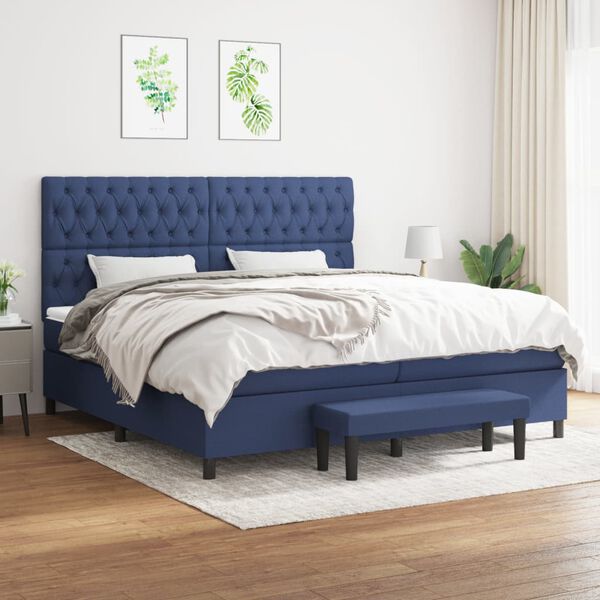 vidaXL Boxspring posteľ s matracom modr&aacute; 200x200 cm l&aacute;tka
