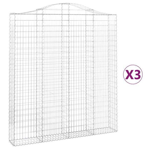 vidaXL Oblúkový gabionový kôš 3 ks 200x30x220/240cm pozinkované železo