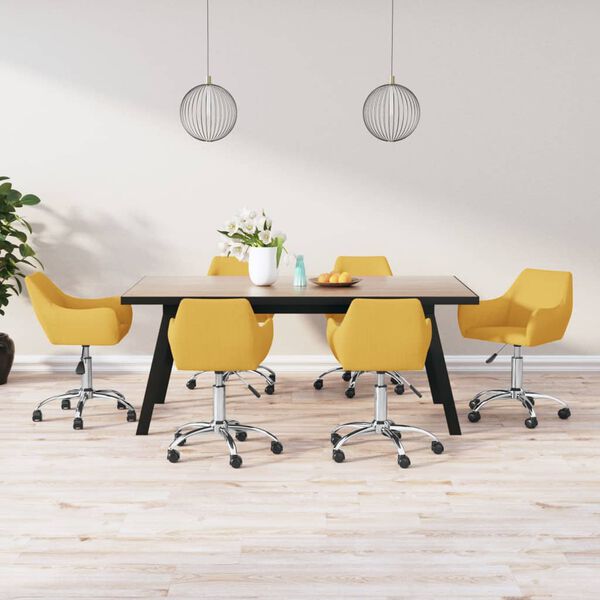 vidaXL Otočn&eacute; jed&aacute;lensk&eacute; stoličky 6 ks žlt&eacute; l&aacute;tkov&eacute;