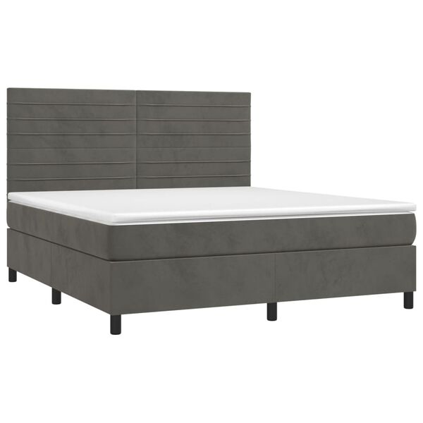 vidaXL Posteľn&yacute; r&aacute;m boxspring s matracom tmavosiv&yacute; 160x200 cm zamat