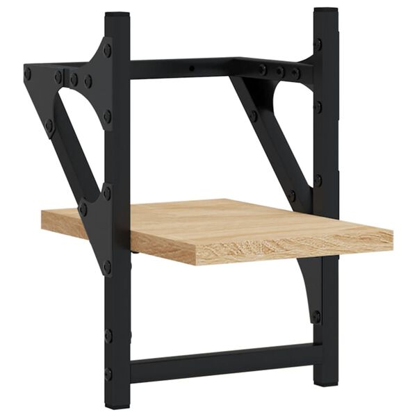 vidaXL Nástenné police s tyčami 2 ks dub sonoma 20x25x30 cm