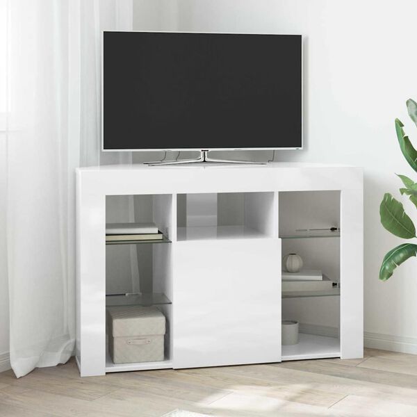 vidaXL Rohov&yacute; LED TV kabinet N&aacute;stenn&yacute; Vysoko leskl&aacute; biela 100x40x68cm