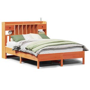 vidaXL Posteľ s knižnicou bez matraca voskov&aacute; 160x200 cm borovica