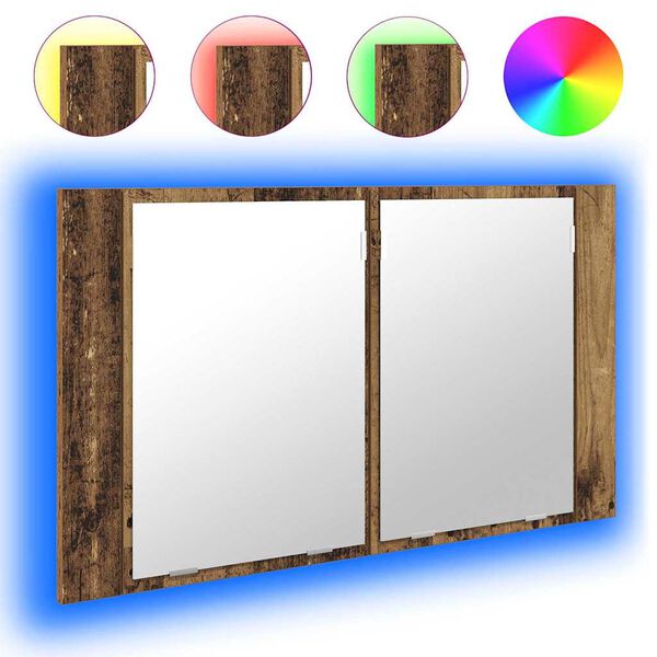 vidaXL K&uacute;peľňov&aacute; zrkadlov&aacute; skrinka Star&eacute; drevo 80 x 12 x 45 cm