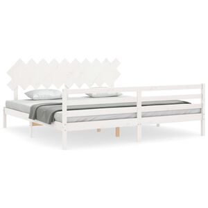 vidaXL Posteľn&yacute; r&aacute;m s čelom biely 200x200 cm mas&iacute;vne drevo