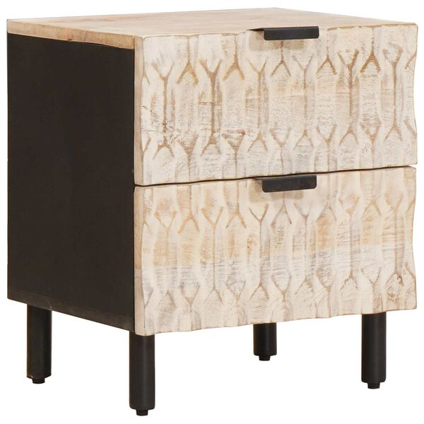 vidaXL Nočn&yacute; stol&iacute;k 2 pcs Biela 40 x 33 x 46 cm Mas&iacute;vne mango drevo