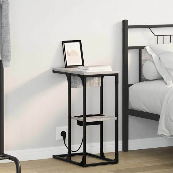 vidaXL Nočn&yacute; stol&iacute;k Siv&yacute; Sonoma 41,5 x 26 x 60,5 cm Kompozitn&eacute; drevo