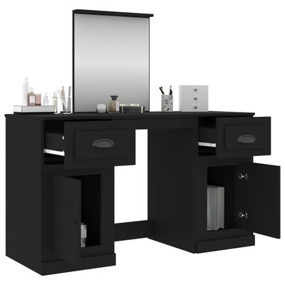 vidaXL Toaletný stolík so zrkadlom čierny 130x50x132,5 cm