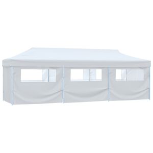vidaXL Skladac&iacute; p&aacute;rty stan s 8 bočn&yacute;mi stenami 3x9 m biely