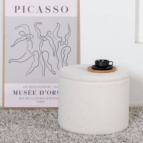 Venture Home Taburetka Dunken 51x51x43 cm teddy biela