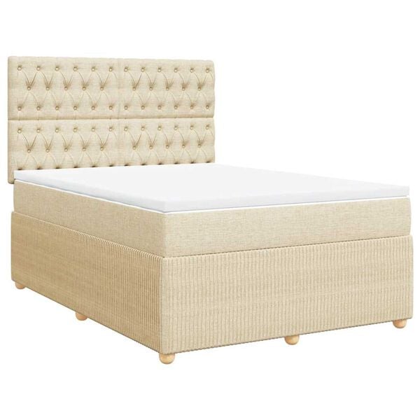 vidaXL Boxspring posteľ s matracom kr&eacute;mov&yacute; 140x190 cm l&aacute;tka