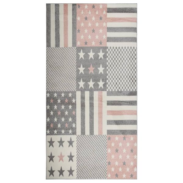 vidaXL Detsk&yacute; koberec 80x150 cm, vzor s hviezdičkami, ružov&yacute;