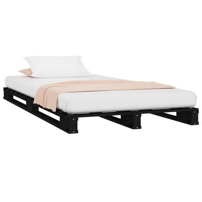 vidaXL Paletová posteľ, čierna 90x200 cm, borovicový masív