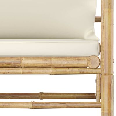vidaXL 7-dielna záhradná sedacia súprava s krémovobielymi podložkami bambusová