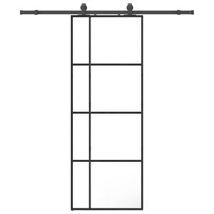 vidaXL Posuvn&eacute; dvere s kovan&iacute;m čierne 76x205 cm ESG sklo