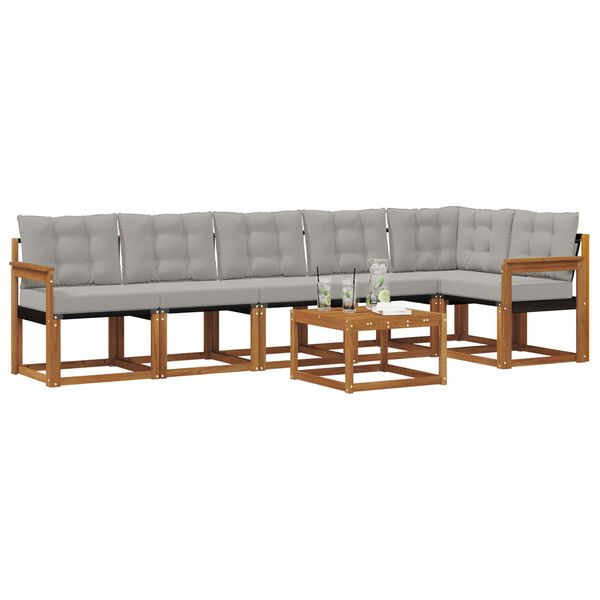 vidaXL Z&aacute;hradn&aacute; s&uacute;prava gaučov s vank&uacute;&scaron;om 7 pcs Pr&iacute;rodn&aacute; a svetlosiv&aacute;