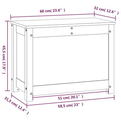 vidaXL Úložný box čierny 60x32x45,5 cm masívna borovica