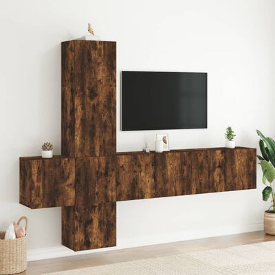 vidaXL 5-dielne TV nástenné skrinky dymový dub kompozitné drevo