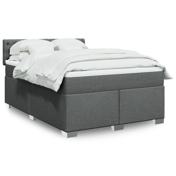 vidaXL Boxspring posteľ s matracom tmavosiv&aacute; 140x190 cm l&aacute;tka