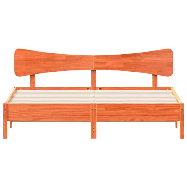 vidaXL Posteľ bez matraca voskovo hned&aacute; 200x200 cm mas&iacute;vna borovica