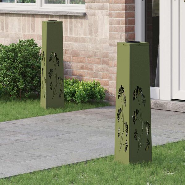 vidaXL Sol&aacute;rne LED svetlo na chodn&iacute;k 2 pcs Olivov&aacute; zelen&aacute;