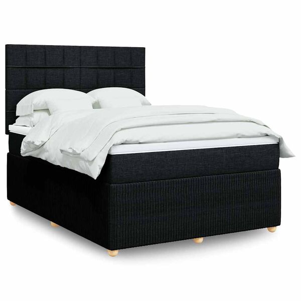 vidaXL Posteľn&yacute; r&aacute;m boxspring s matracom čierny 140x200 cm l&aacute;tka